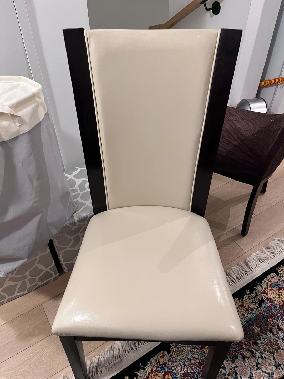 Dining Room Chair - Beige & Dark Brown