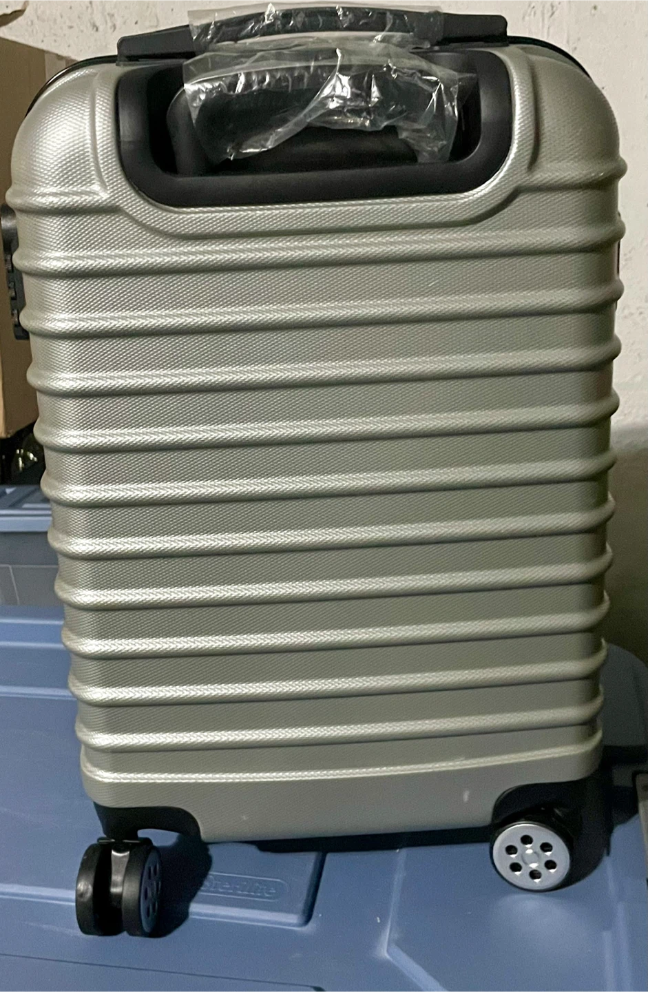 Silver Carry-On Suitcase with Wheels