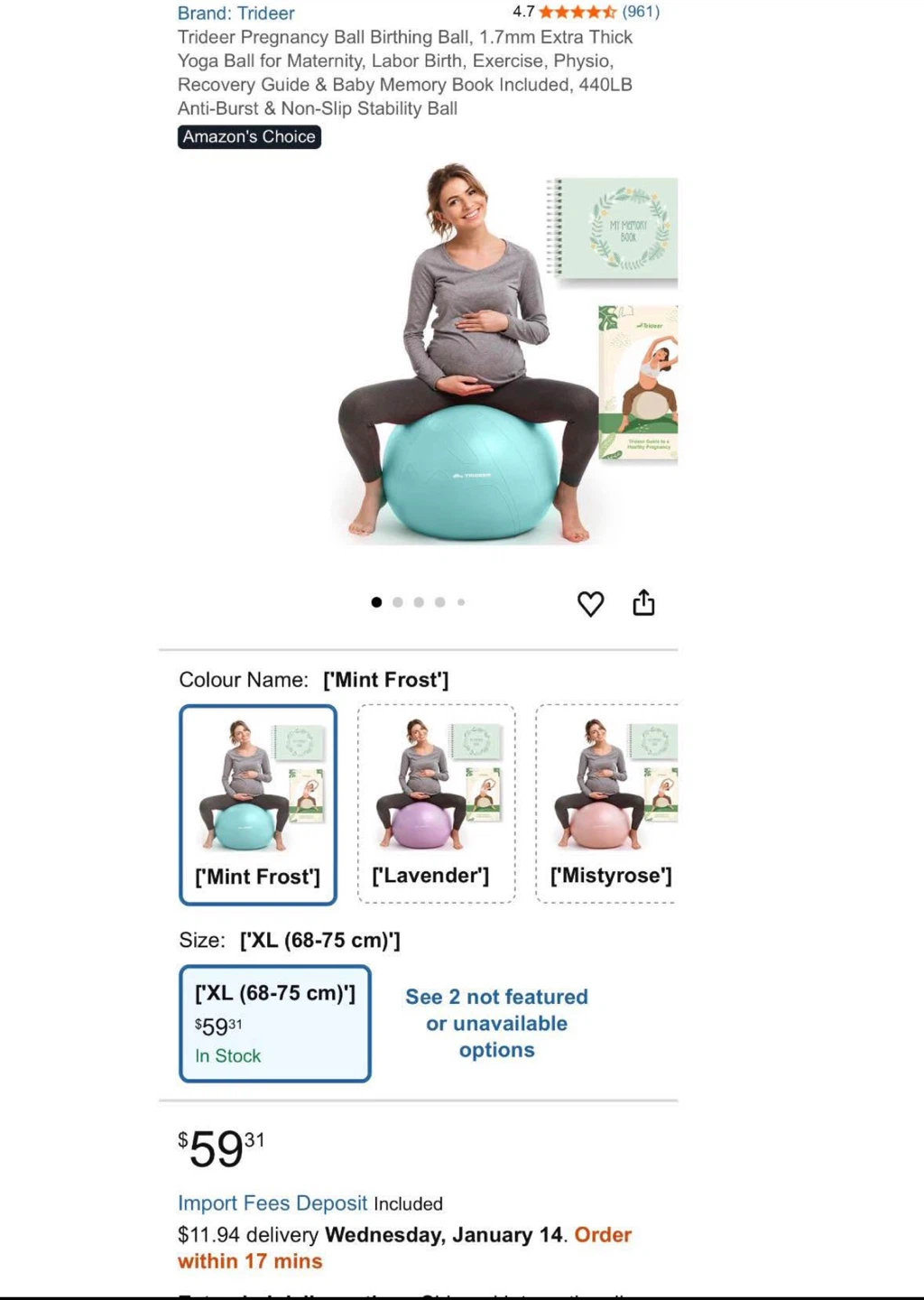 Trideer Yoga Ball XL (68-75 cm) Mint - photo 3