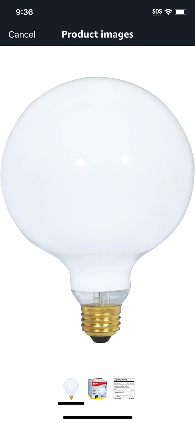 NEW-SATCO G40 White Globe Light Bulb 2 pack