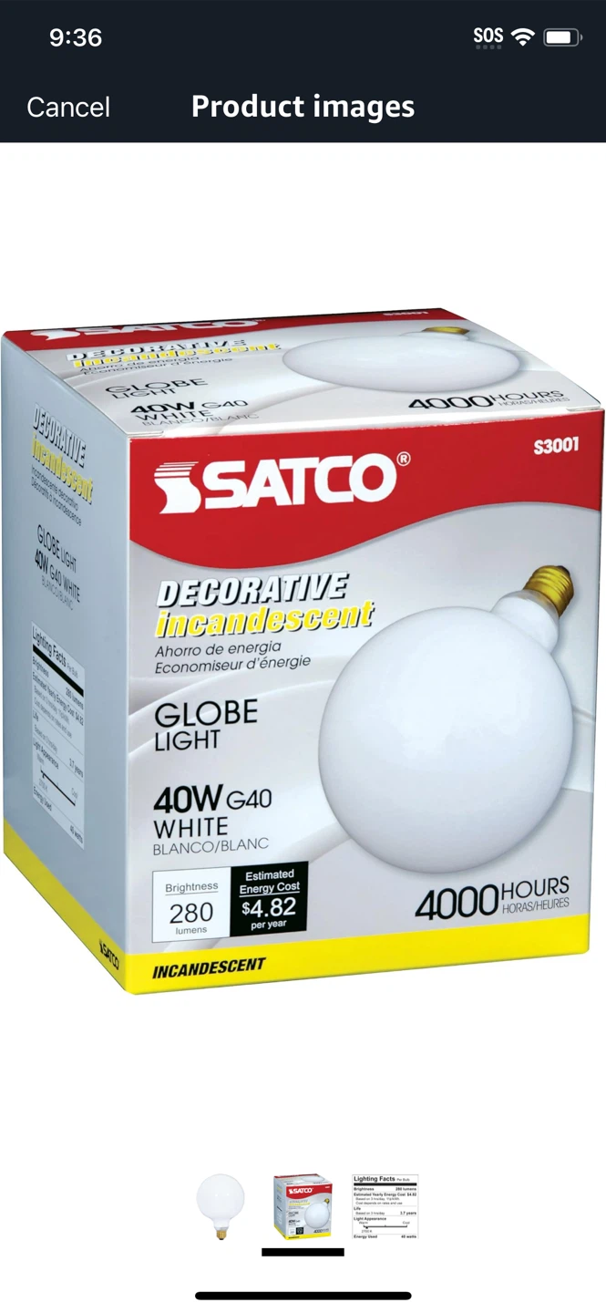 NEW-SATCO G40 White Globe Light Bulb 2 pack - photo 2
