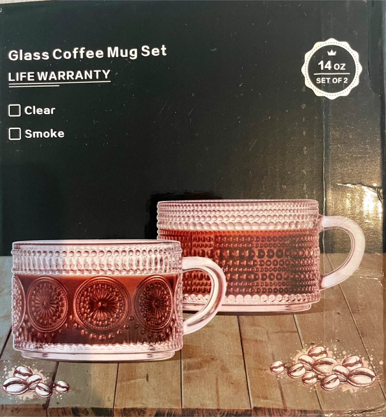 Gezzeny Glass Coffee Mug Set - New in Box!