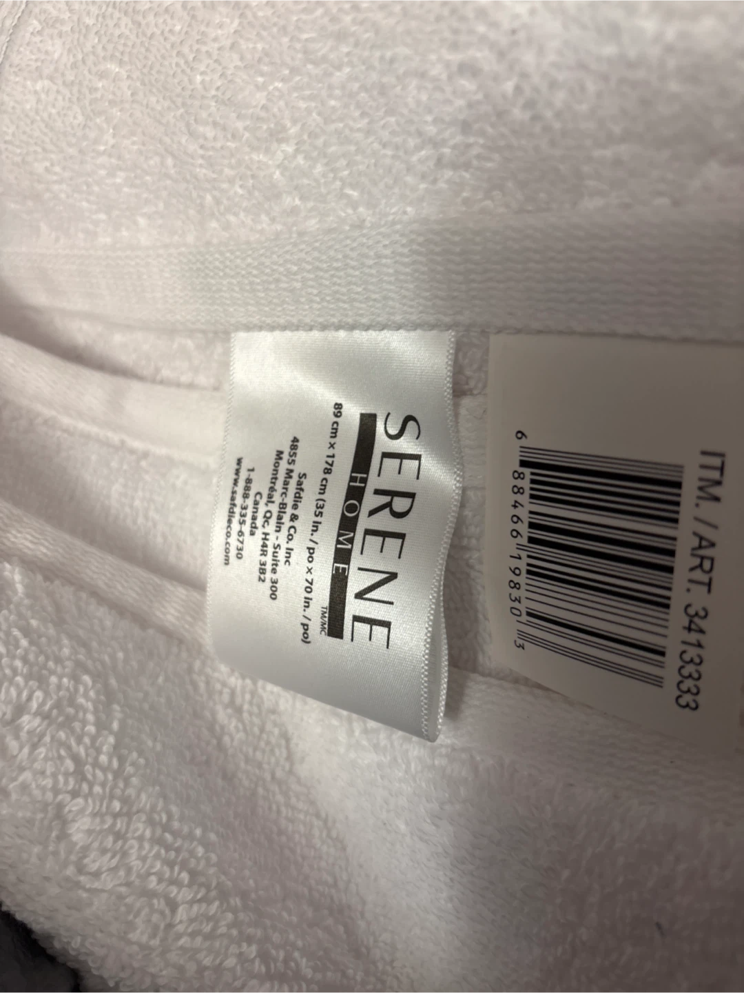 Serene Home White Bath Towel - 69 x 178 cm - photo 2