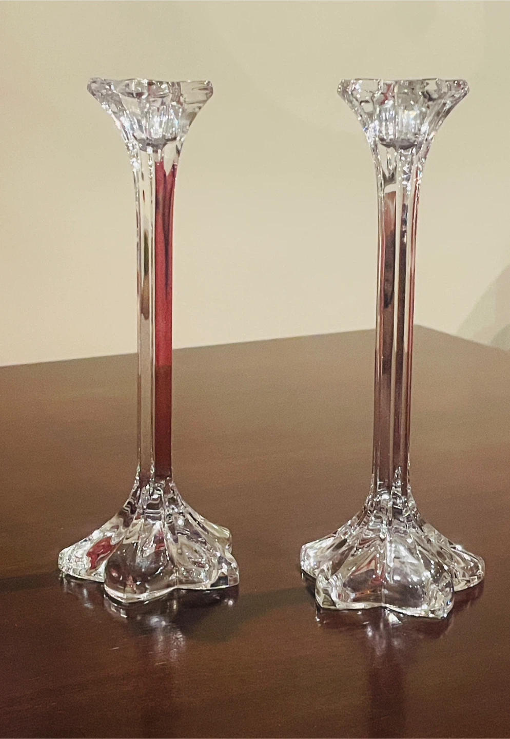 2 Mikassa Clear Crystal Candlestick Holders - Set of 2