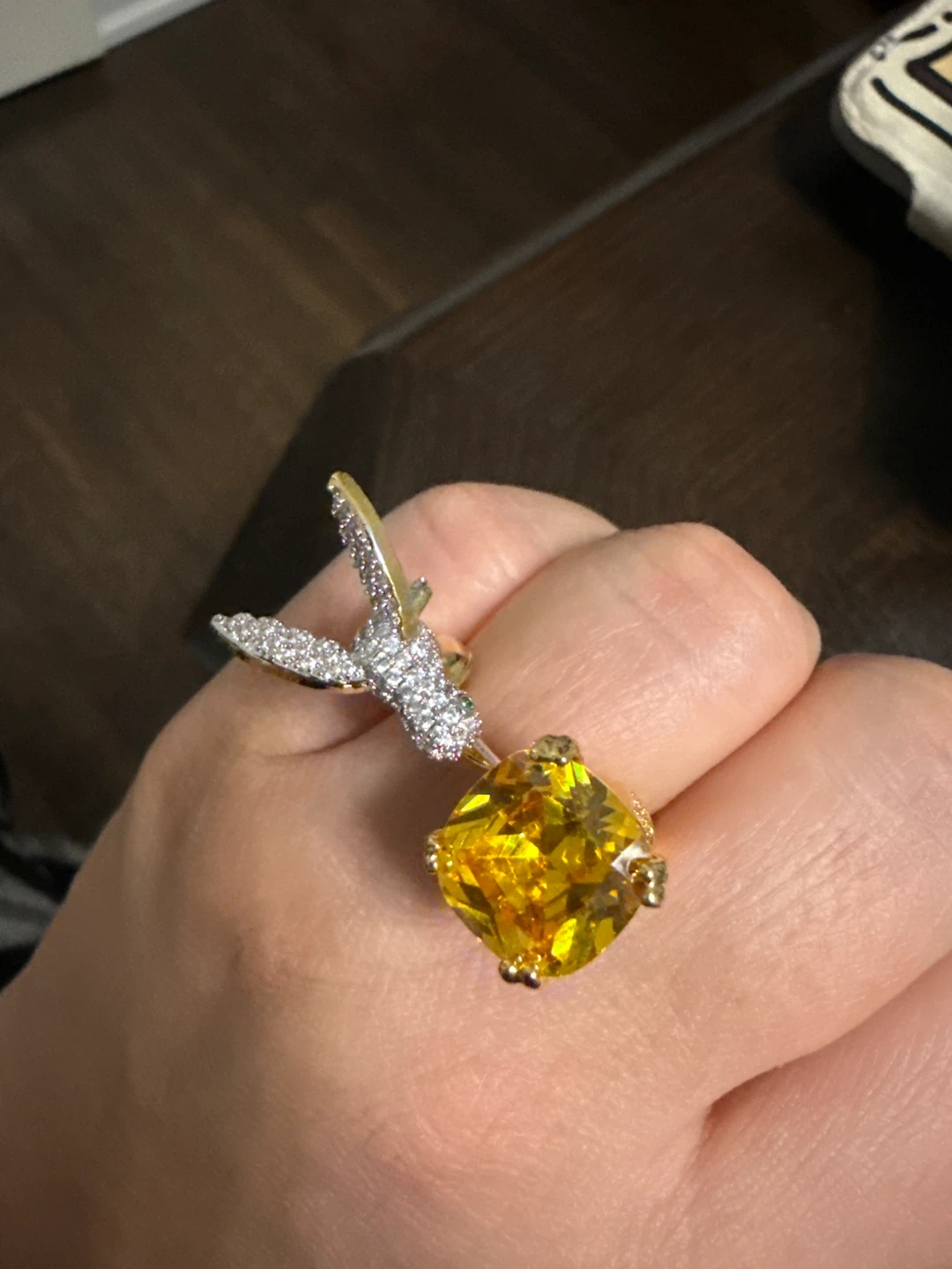 Hummingbird Ring with Yellow Stone - photo 3