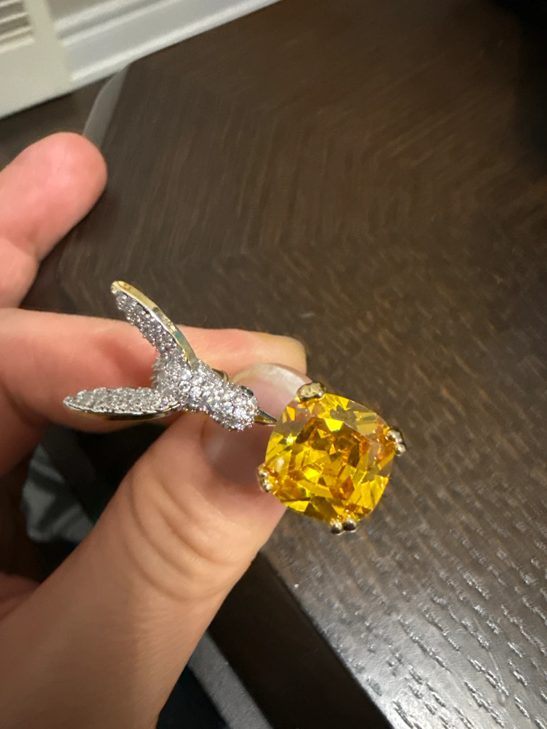 Hummingbird Ring with Yellow Stone - photo 2