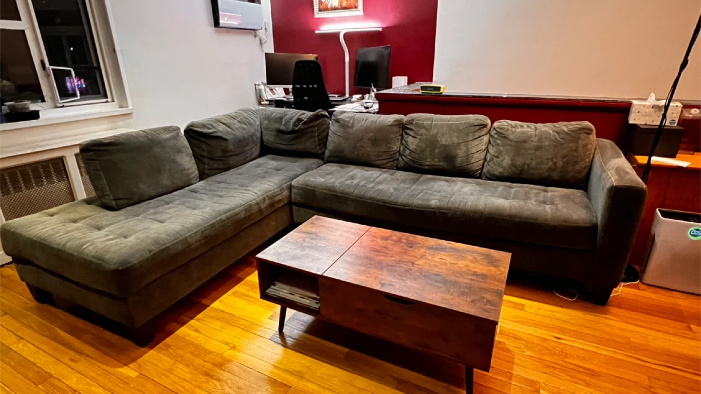 🧡 - Charcoal gray microfiber Sectional Sofa
