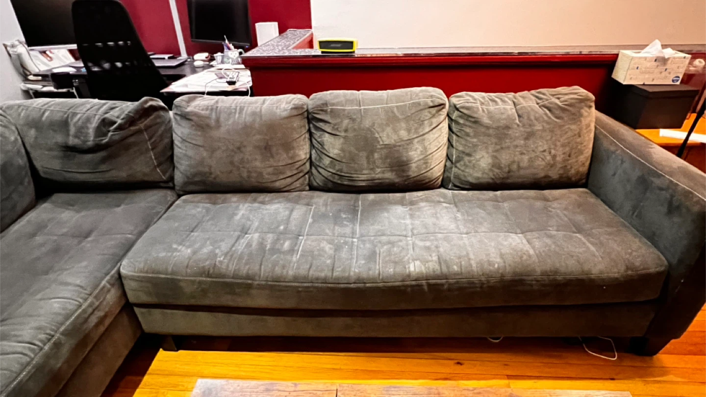 🧡 - Charcoal gray microfiber Sectional Sofa - photo 2