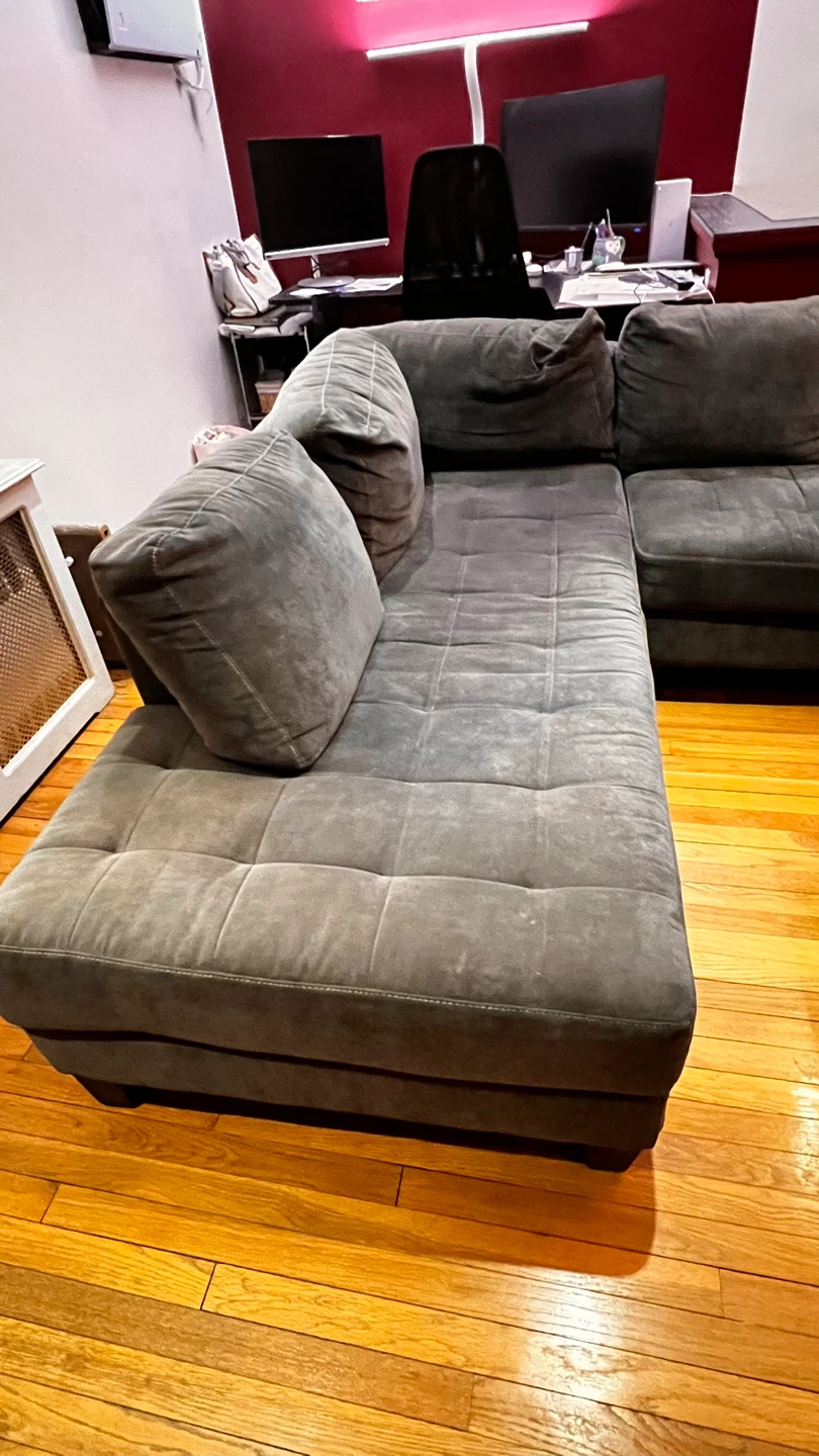🧡 - Charcoal gray microfiber Sectional Sofa - photo 3