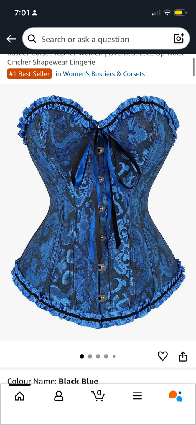 Blue & Black Corset Top
