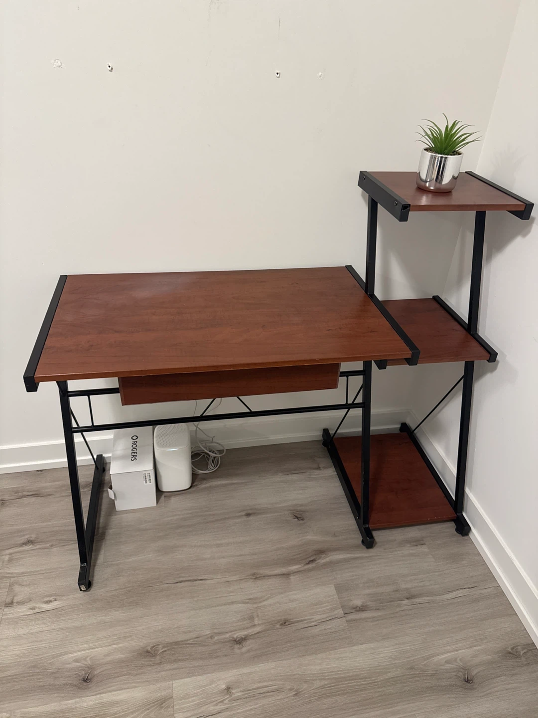 Brown Computer Desk with Shelves - photo 3