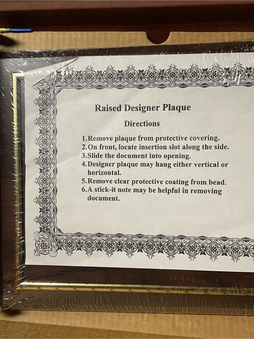 Raised document frame