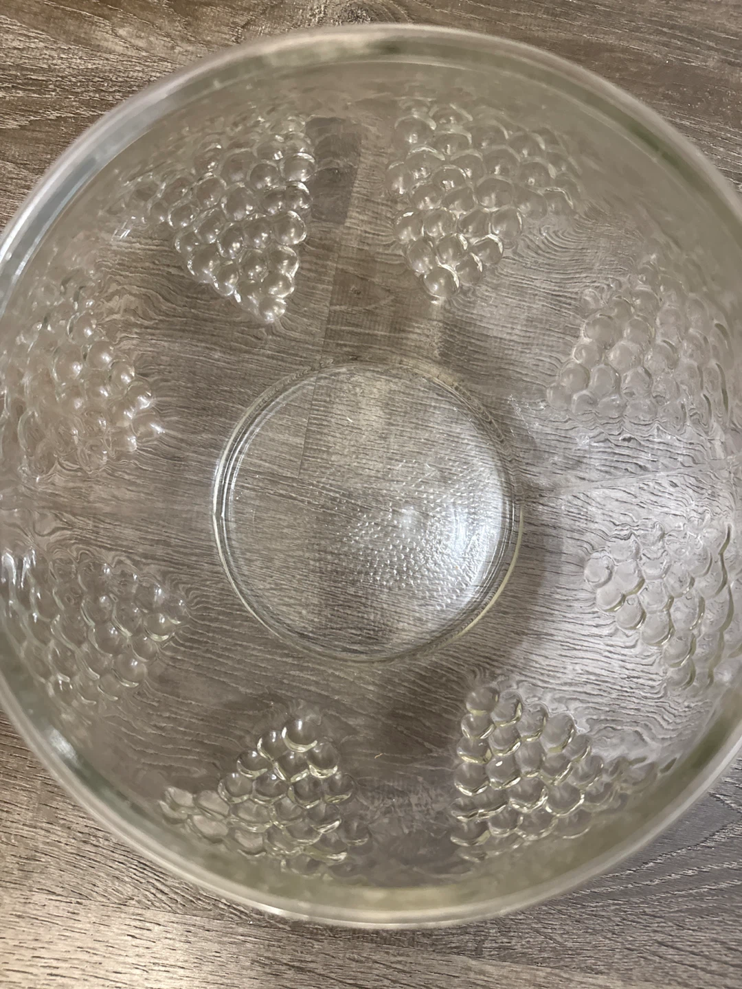Clear Glass Punch Bowl with Grape Design - photo 3