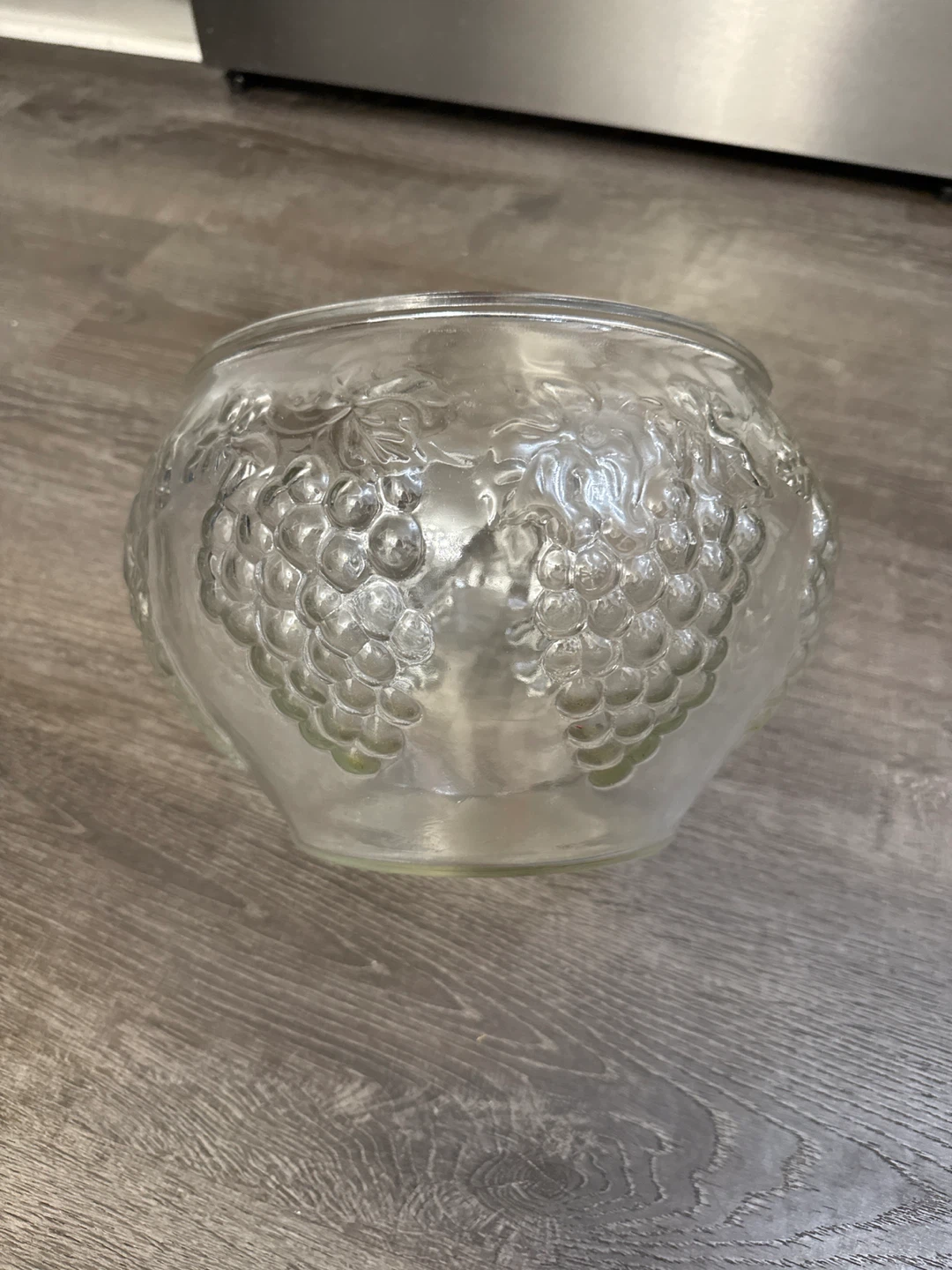 Clear Glass Punch Bowl with Grape Design - photo 4