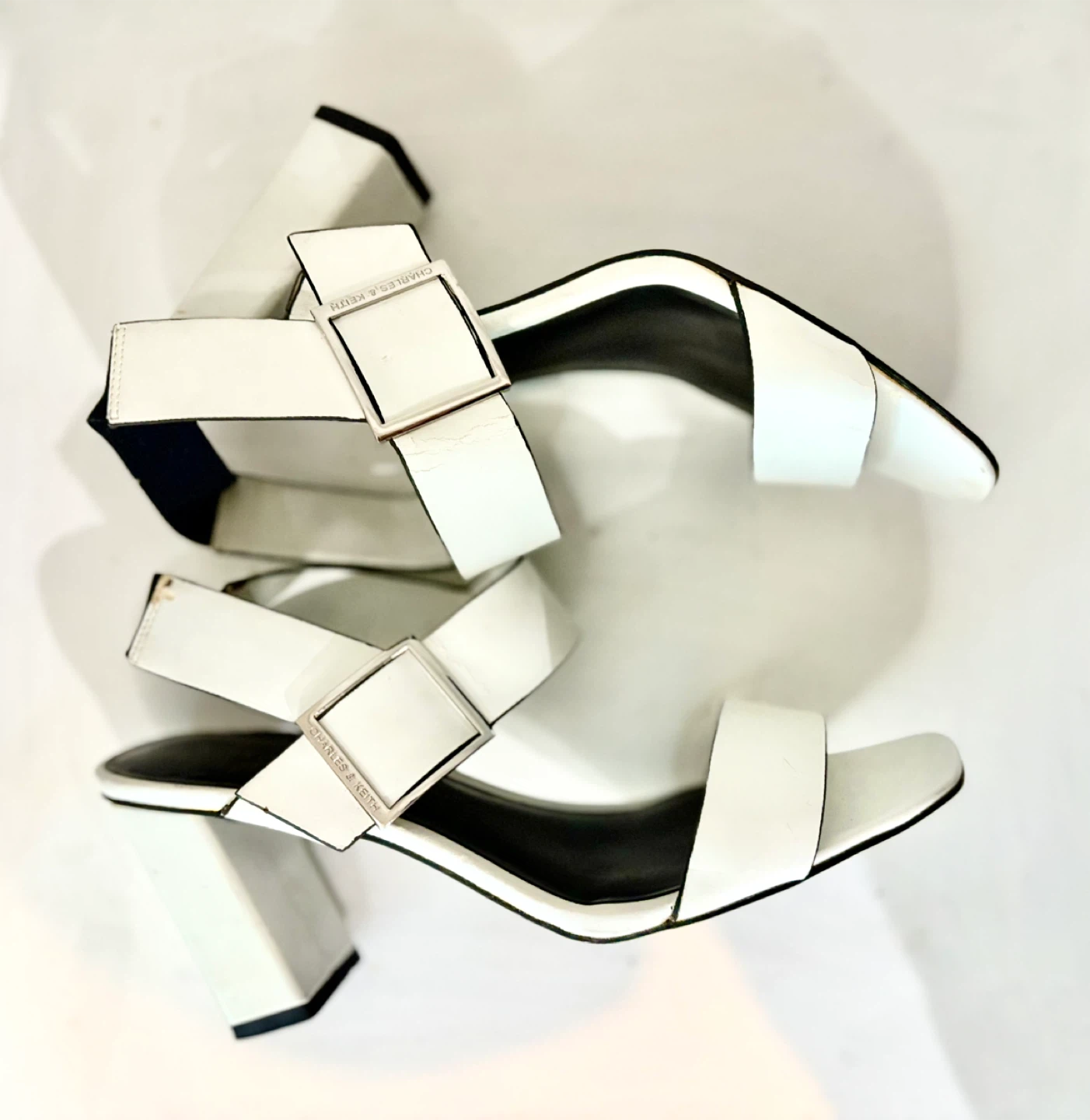 Charles & Keith White Heeled Sandals