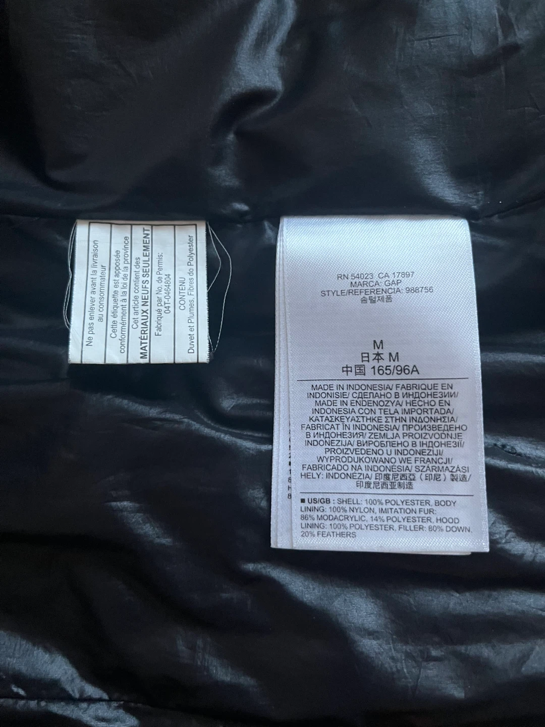 GAP Black Puffer Vest with Faux Fur Hood - Size M - photo 5