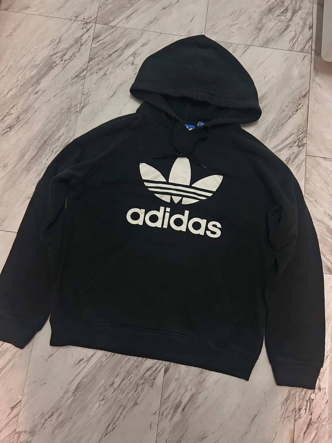 Black Adidas hoodie with white logo / size - medium