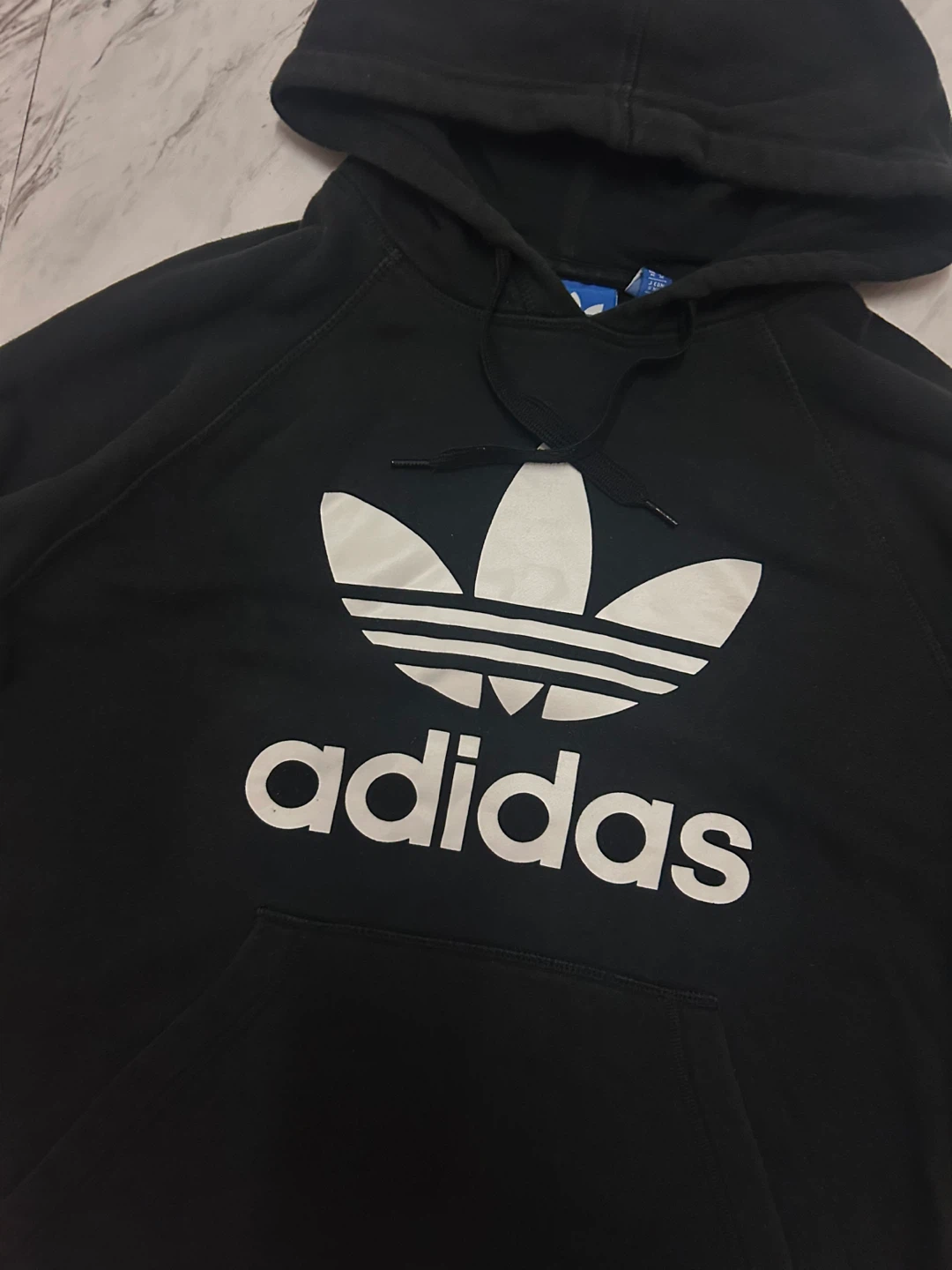 Black Adidas hoodie with white logo / size - medium - photo 2