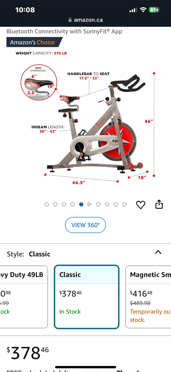 Sunny Health & Fitness Indoor Cycling Bike