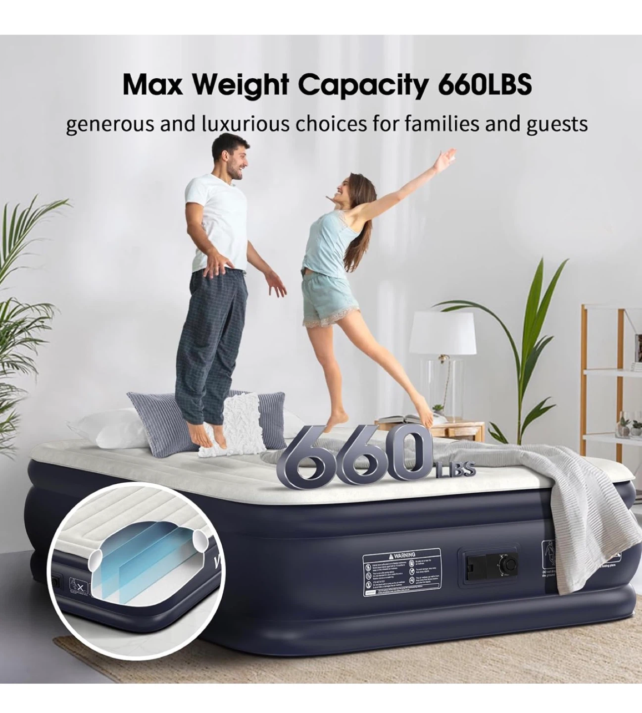 VOSSER Full Size Air Bed (75x54x18in) - photo 4