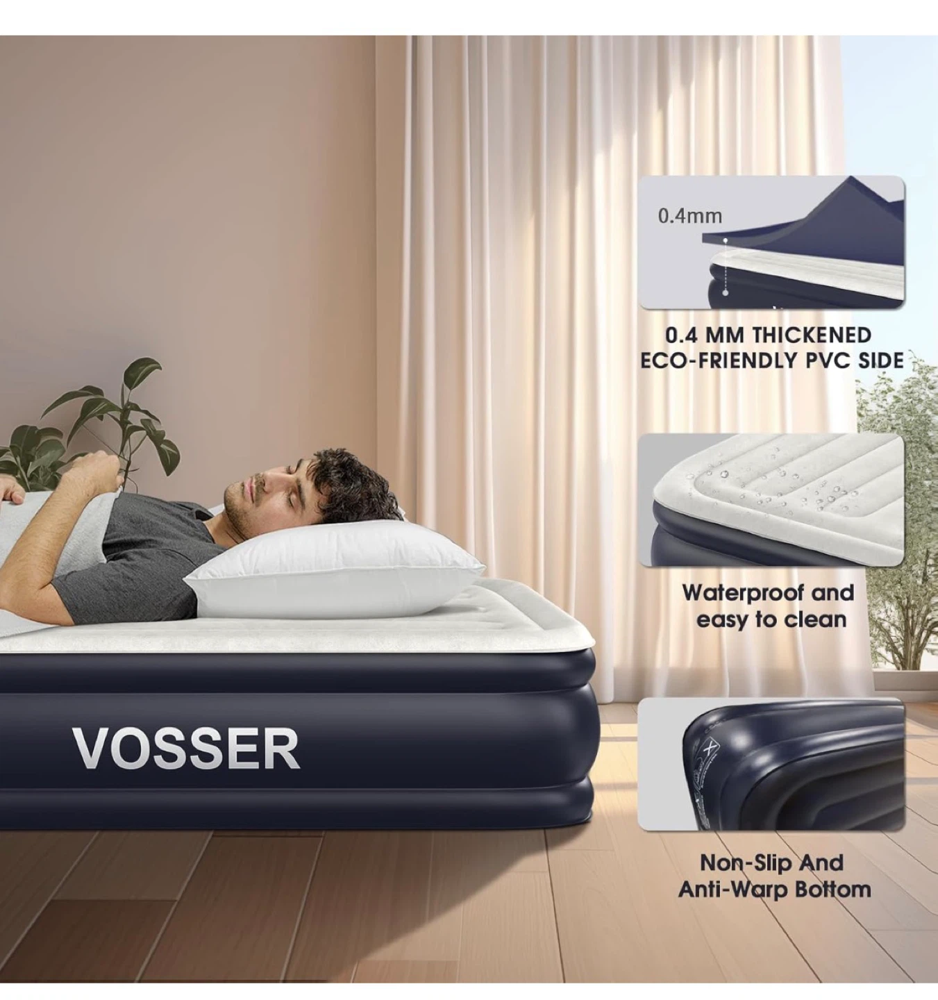 VOSSER Full Size Air Bed (75x54x18in) - photo 5