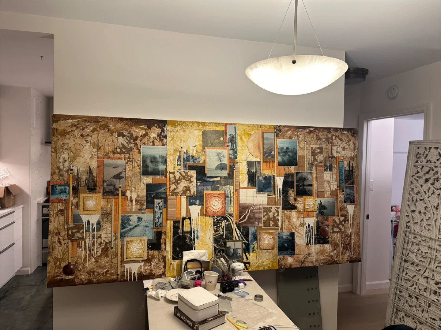🧡 Very Large Abstract Collage Painting - photo 4