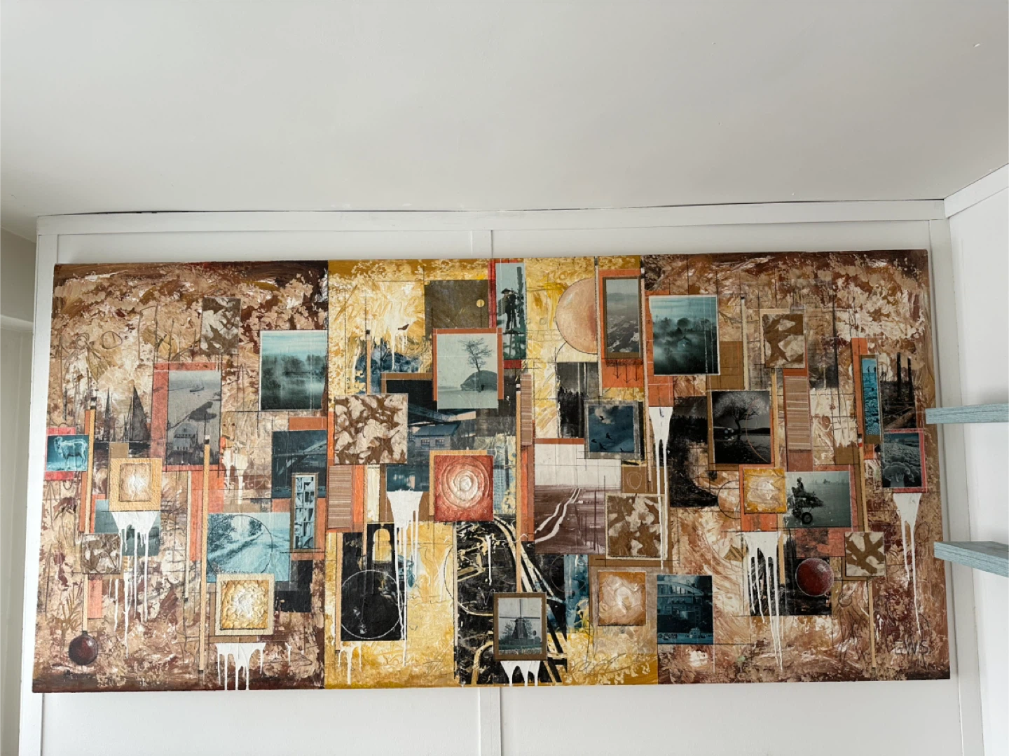 🧡 Very Large Abstract Collage Painting
