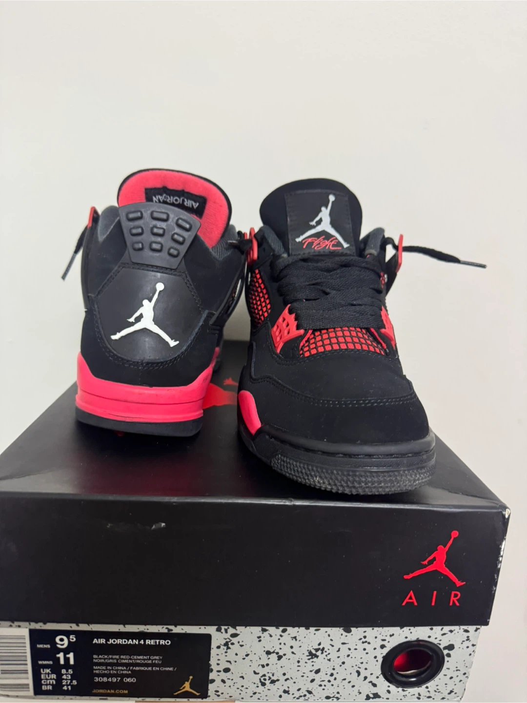 Air Jordan 4 Retro Black/Fire Red (Size 9.5) - photo 3