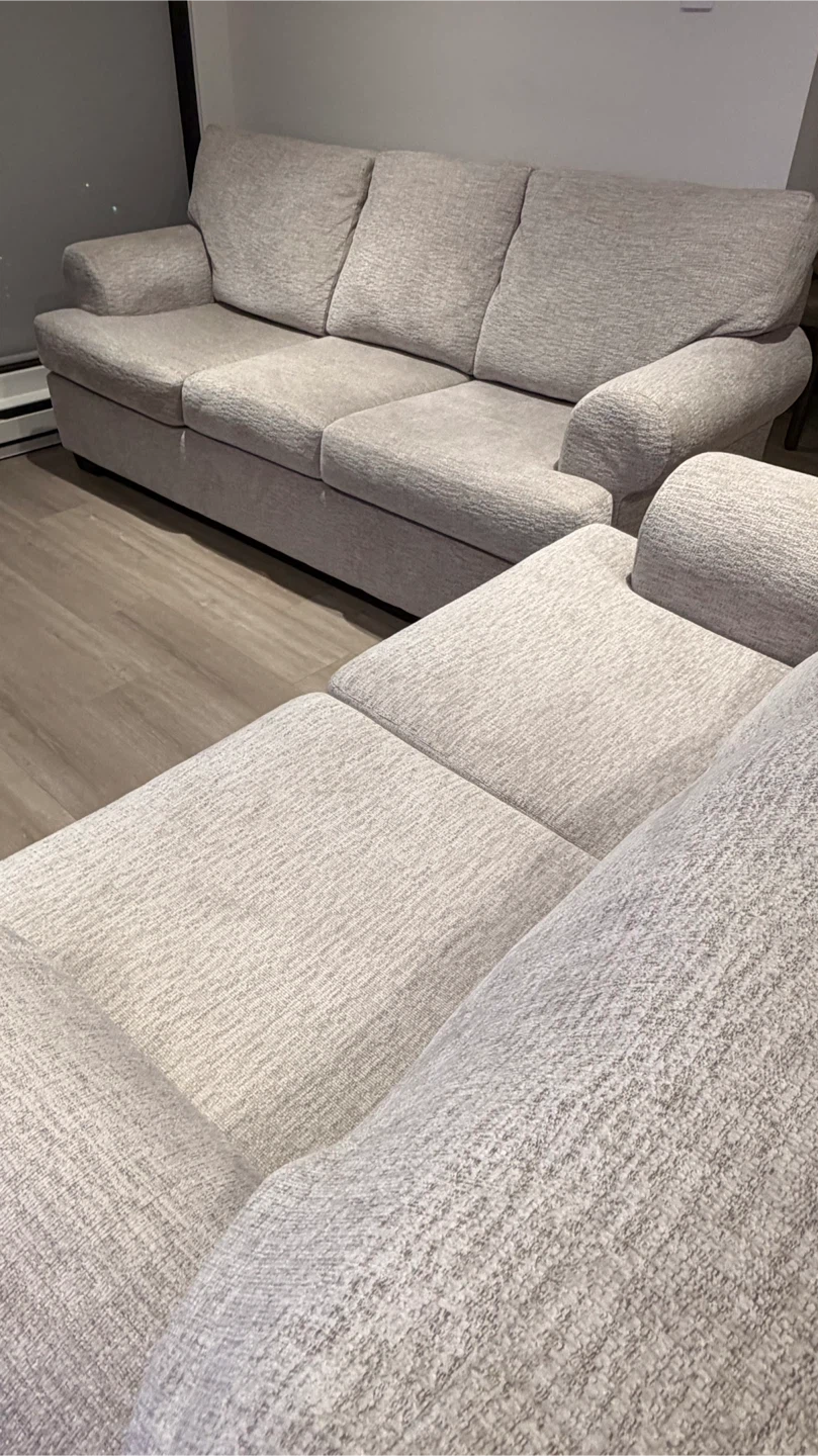 Beige Sofa and Loveseat Set