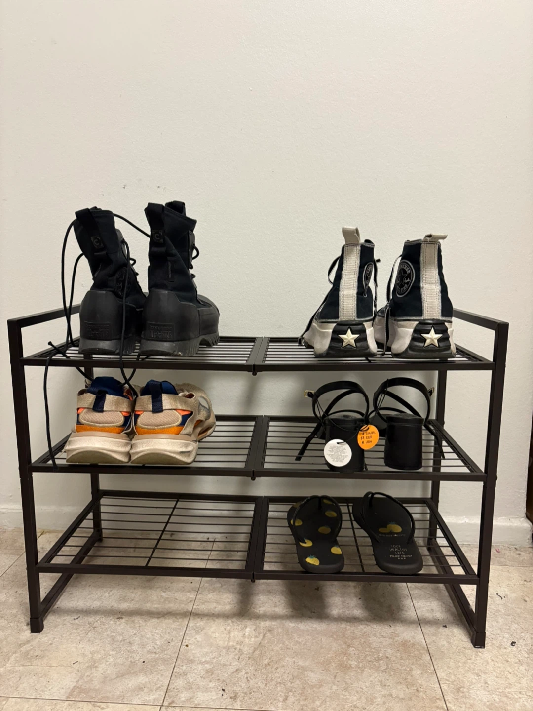 🧡Black Metal 3-Tier Shoe Rack - photo 3