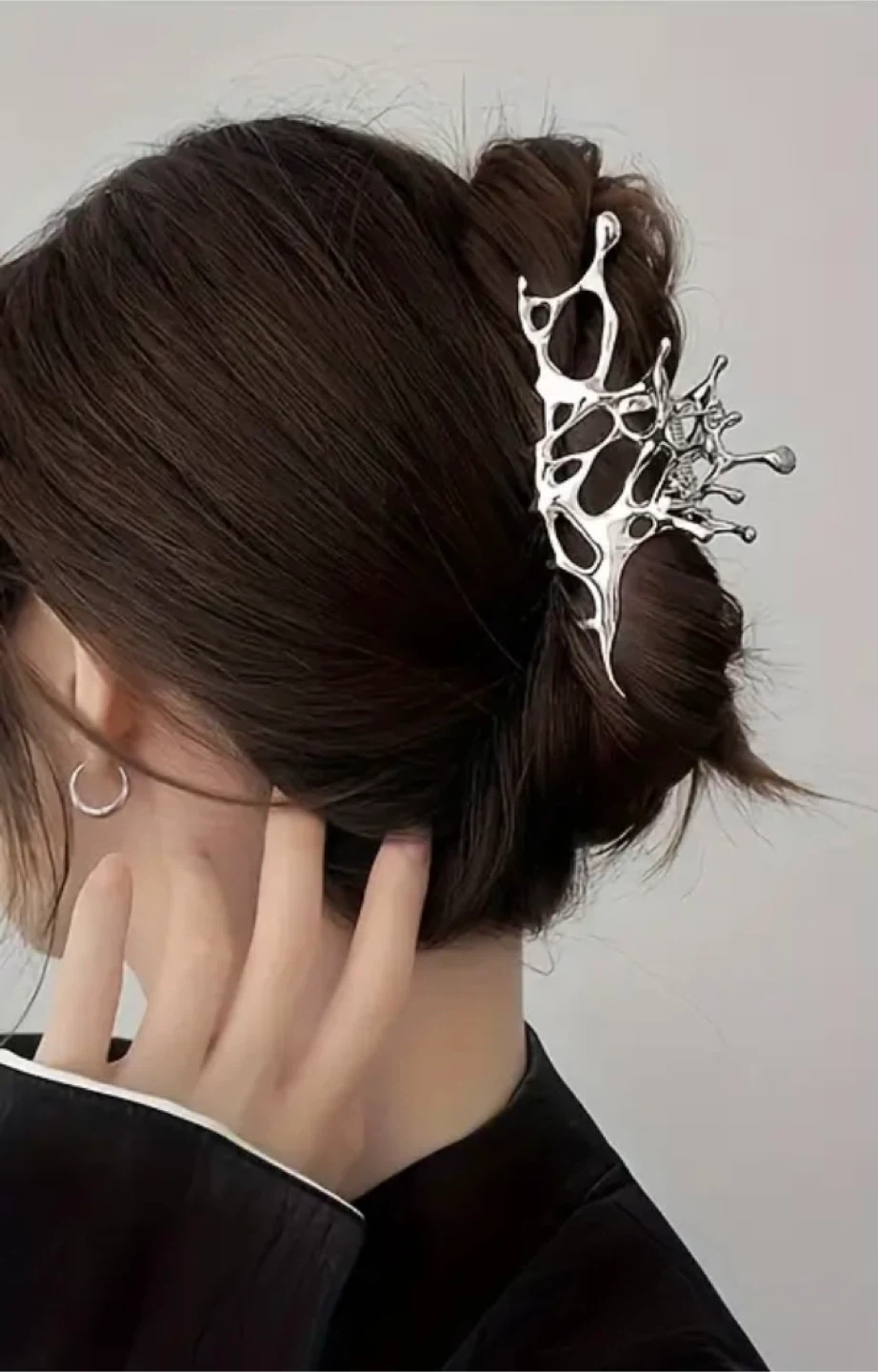 🧡 Silver Abstract Hair Claw Clip - photo 2