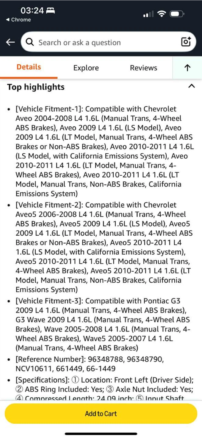 A-Premium Front Left CV Axle Shaft – Chevy Aveo - photo 5