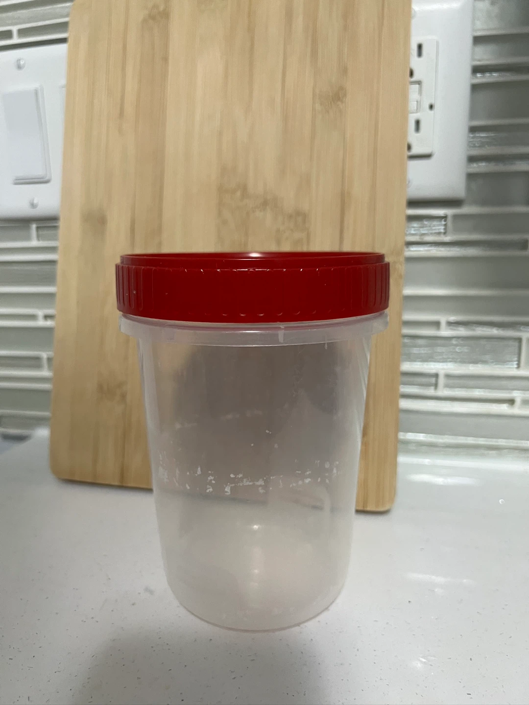 (Free) Plastic Container with Red Lid