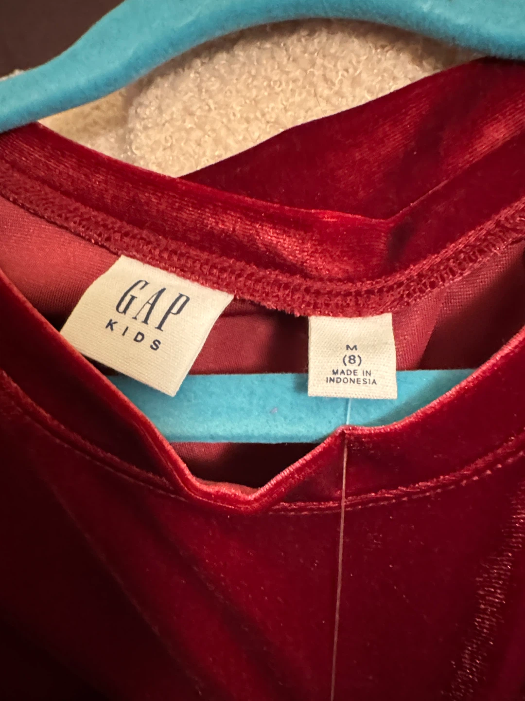 Gap Kids Burgundy Velvet Puff Sleeve Top - Size Medium (8) - photo 2