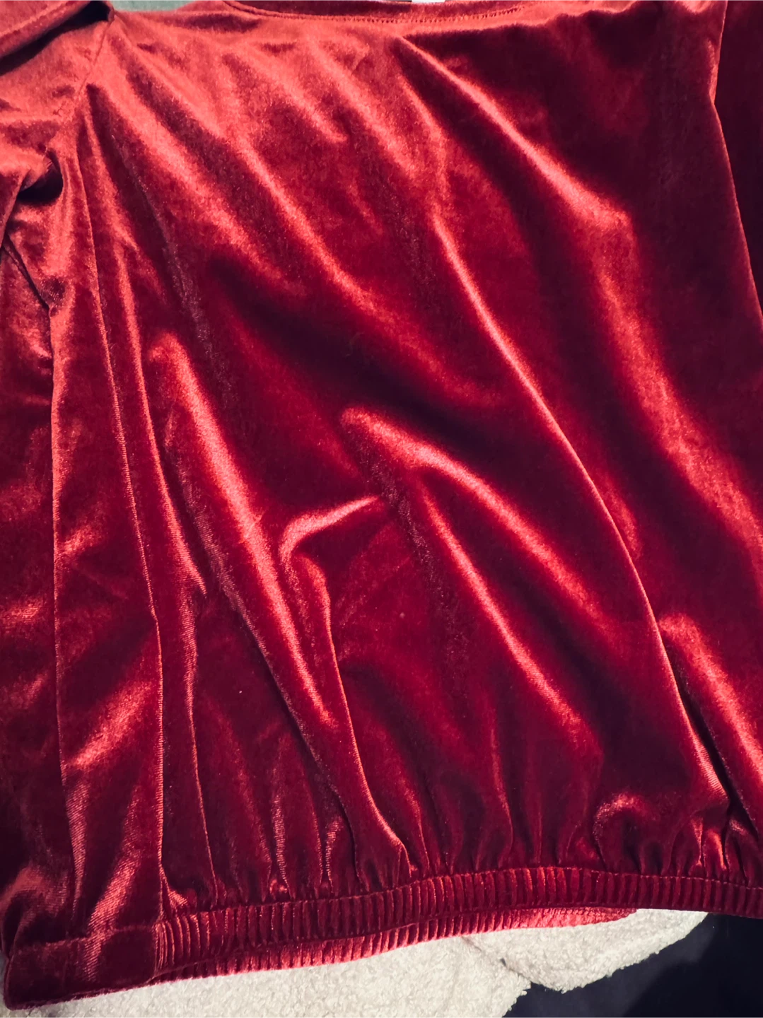 Gap Kids Burgundy Velvet Puff Sleeve Top - Size Medium (8) - photo 5