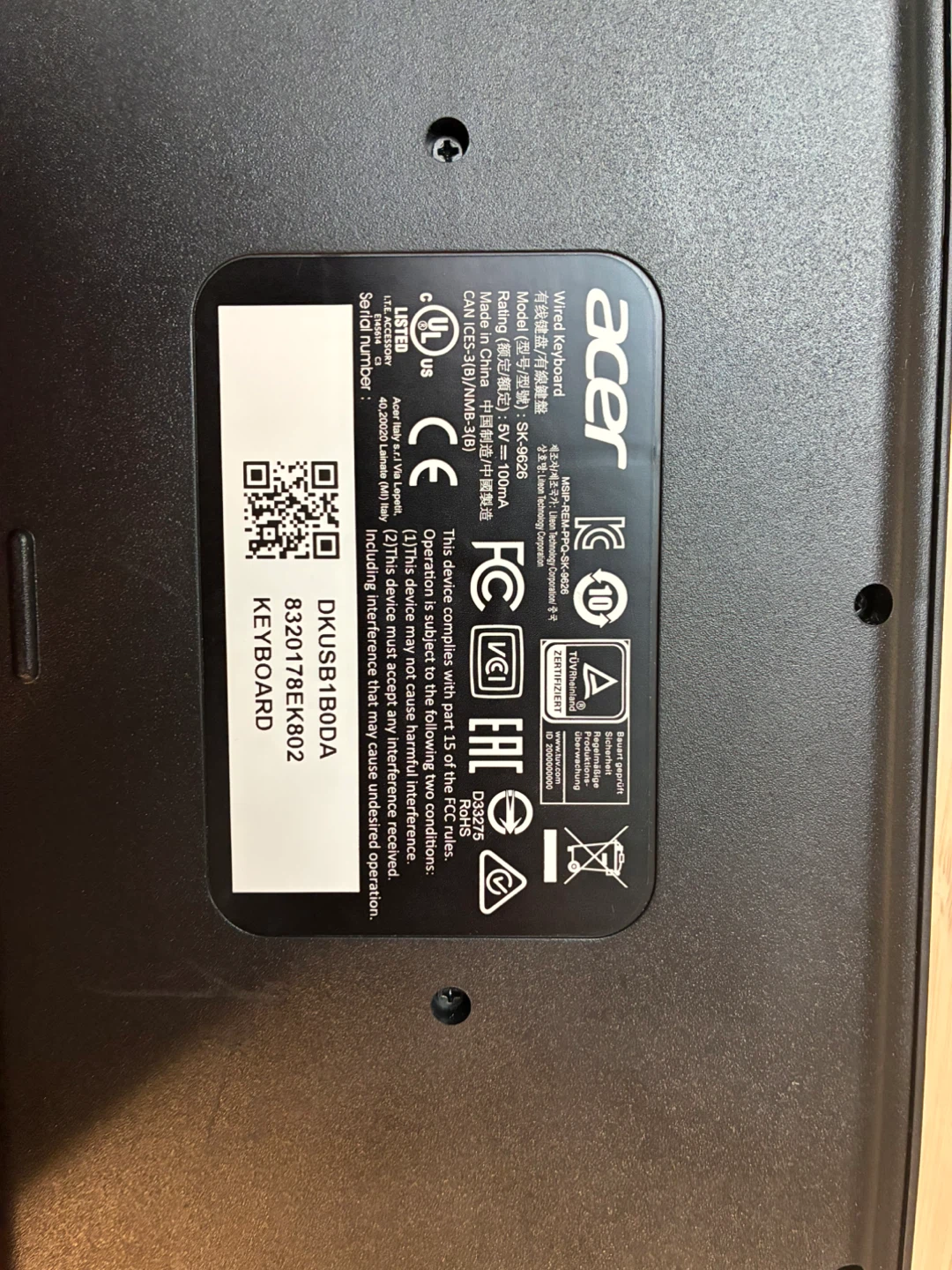 Acer SK-9626 Wired Keyboard - photo 2