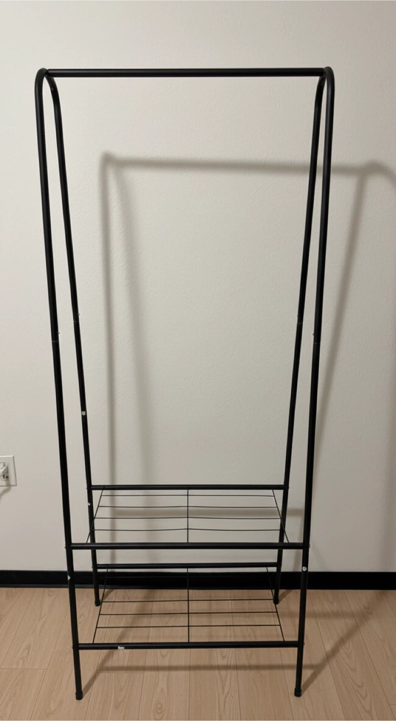 Black Metal Clothes Rack with Shelves