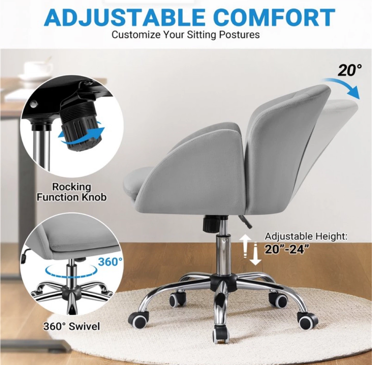 Gray Adjustable Office Desk Chair - photo 2
