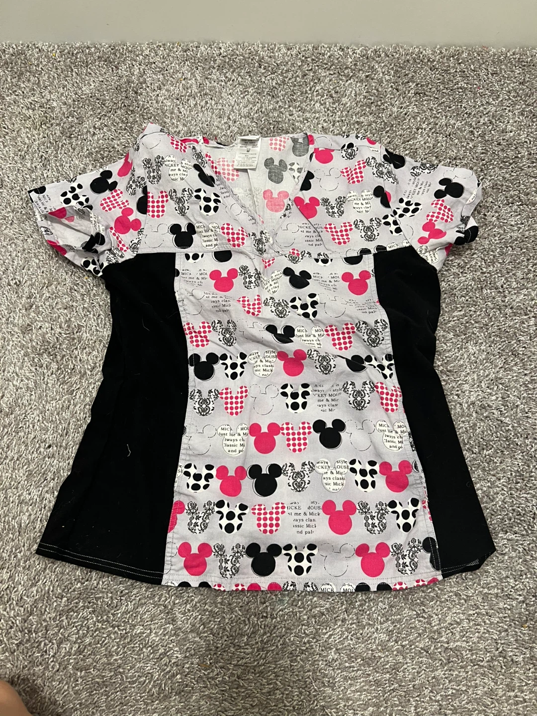 Disney Mickey Mouse Print Scrub Top