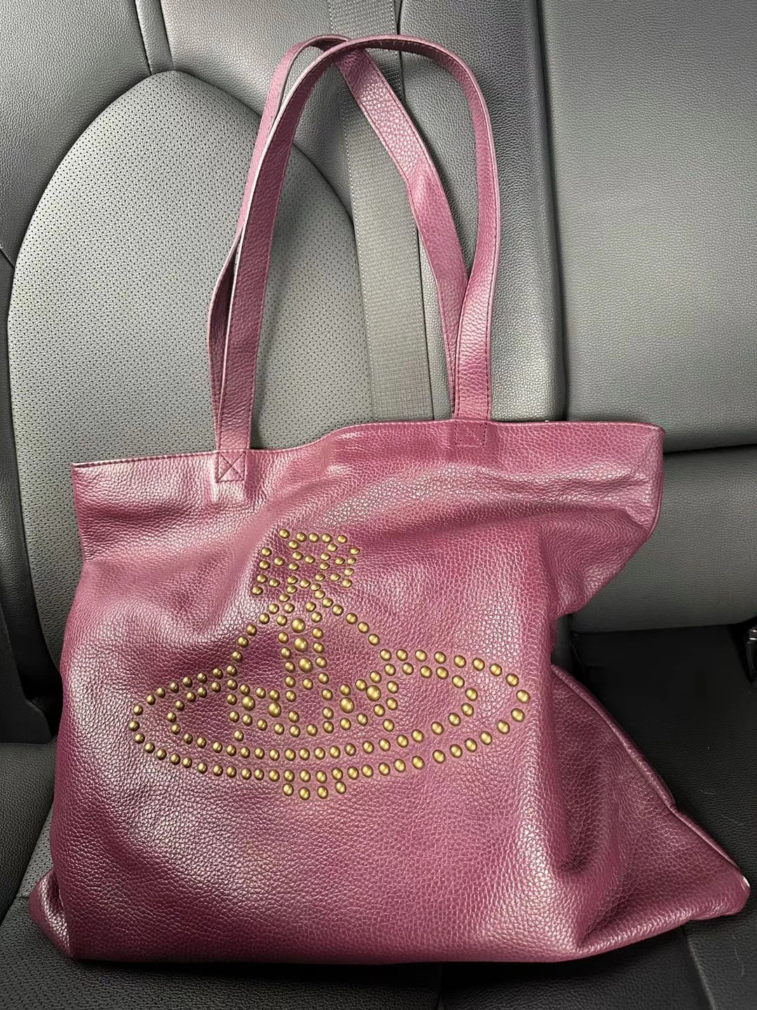 Vivienne Westwood Purple Leather Tote Bag