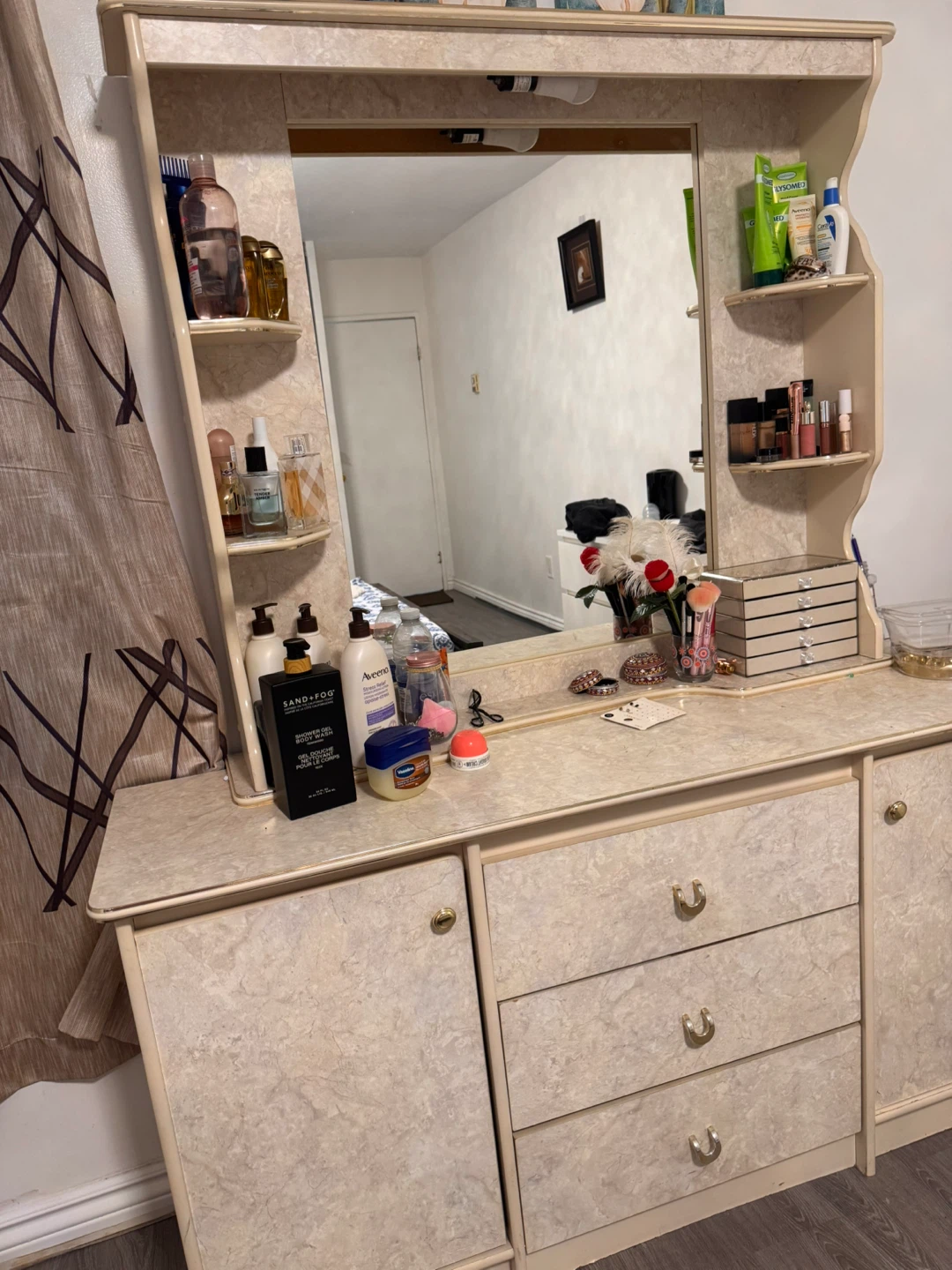 Vanity with Mirror and Storage
