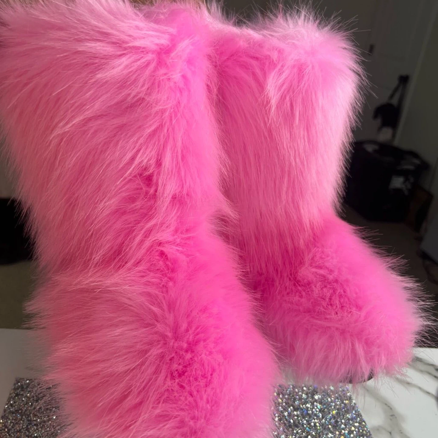 Pink Furry Boots