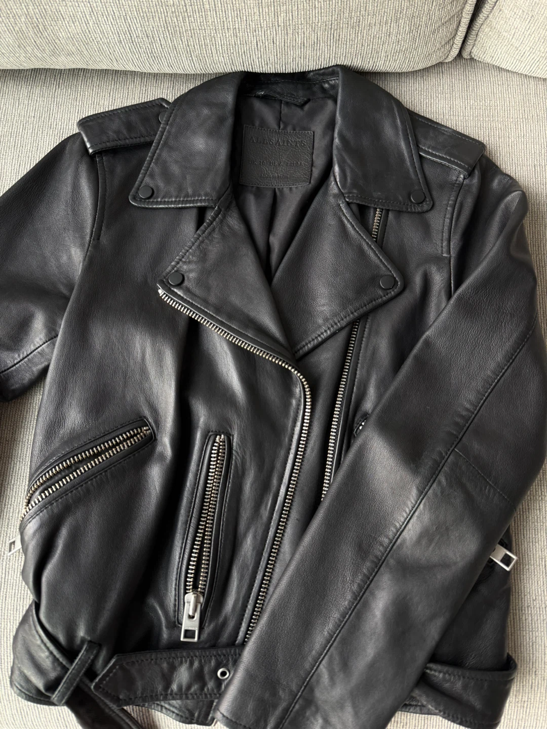 AllSaints Balfern Leather Biker Jacket, US 6 - photo 2