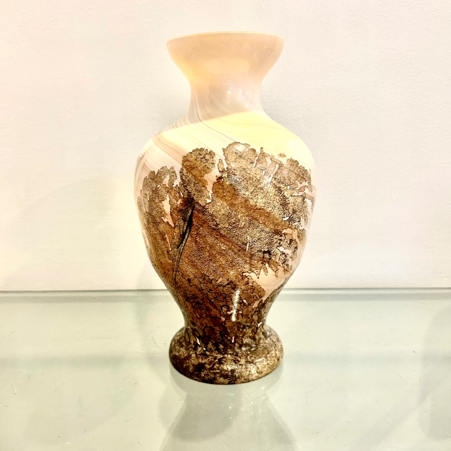 Vintage R&D Poland Hand-Blown Art Glass Agate Vase 12” - photo 2