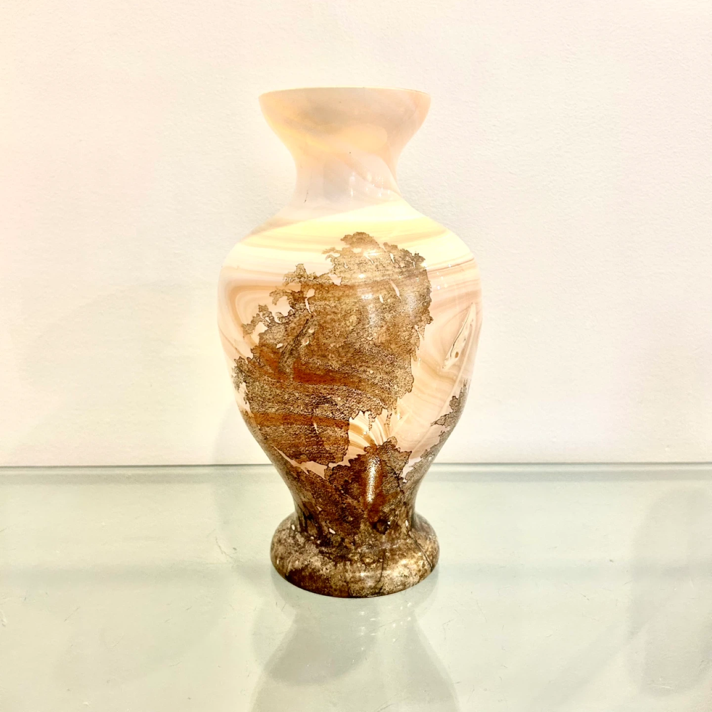 Vintage R&D Poland Hand-Blown Art Glass Agate Vase 12” - photo 4