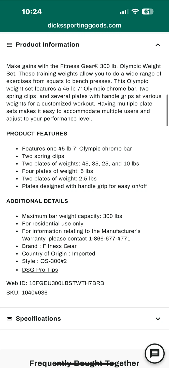 Fitness Gear 300 lb Olympic Weight Set - photo 5