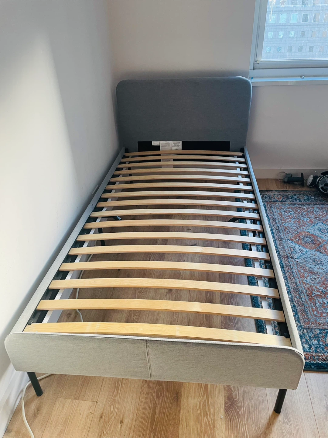 IKEA Slattum Gray Upholstered Twin Bed Frame - photo 2