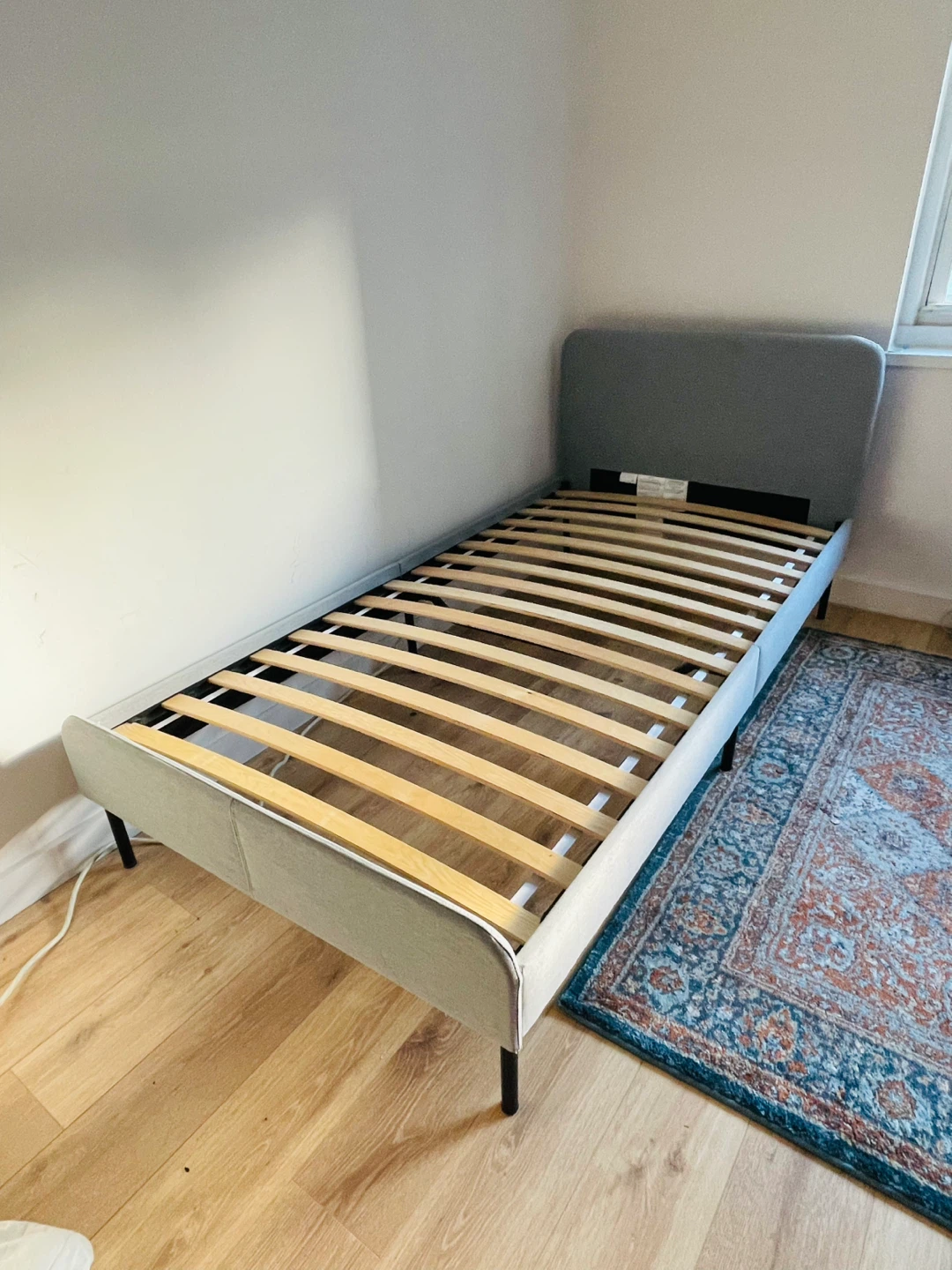IKEA Slattum Gray Upholstered Twin Bed Frame