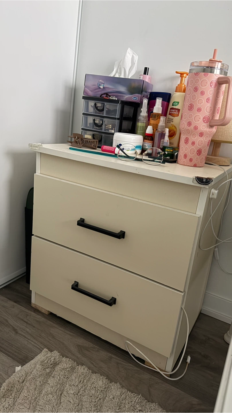 Beige 2-Drawer Nightstand