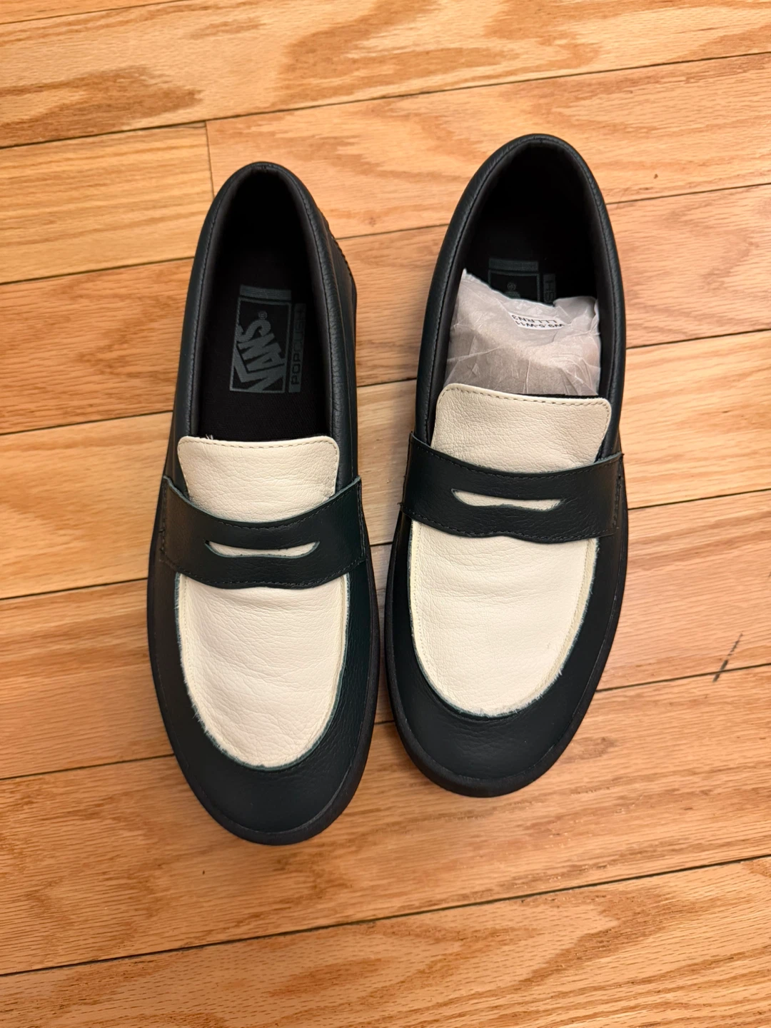 Vans skate Loafer - leather, Green/White,  9.5